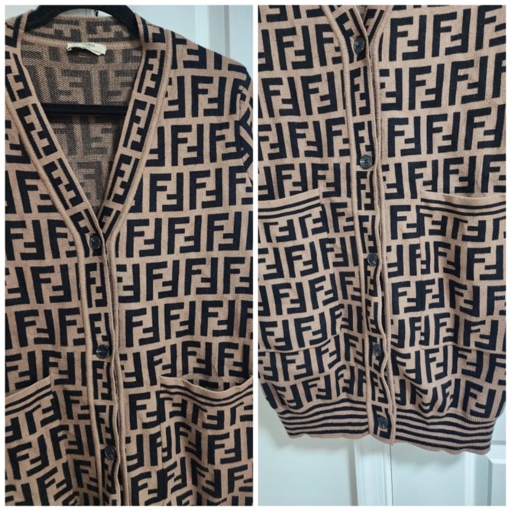 Authentic Fendi Zucca Cardigan in Brown/Black - Picture 10 of 16